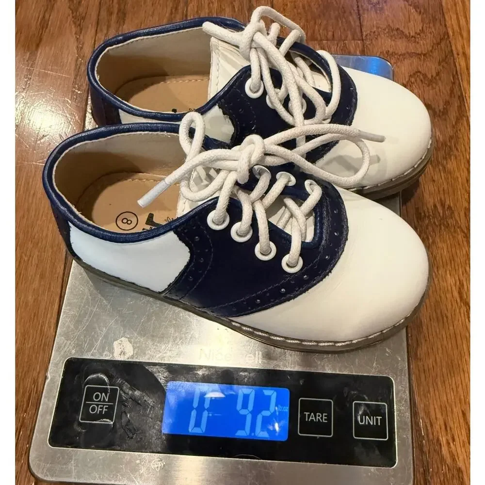 Tiny Toes Navy White Leather Saddle Shoes Toddler Size 8 Boutique Oxford